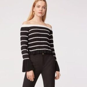 Club Monaco Monochrome Striped Knit Off Shoulder Black and White Pinoy SZ S/P